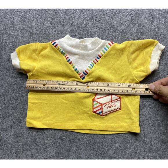 Carter's Shirt Baby 12 Months Yellow Toy Box Applique Rainbow Trim 70s 80s - Picture 5 of 12